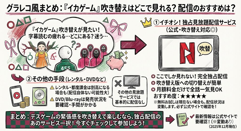 イカゲームの吹き替えはどこで見れる?配信はこれがおすすめ!