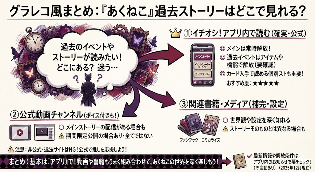 あくねこの過去ストーリーはどこで見れる？