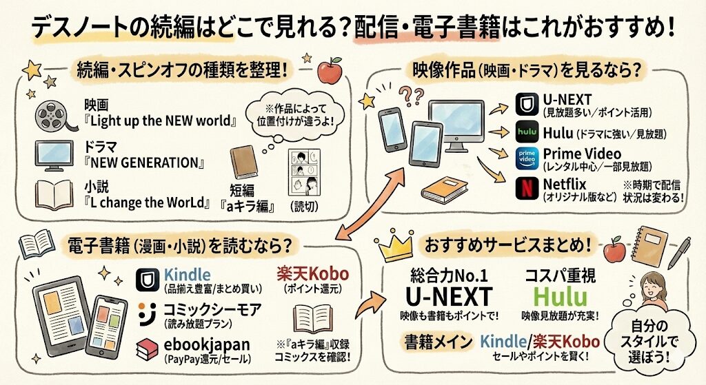 デスノートの続編はどこで見れる？配信・電子書籍はこれがおすすめ！