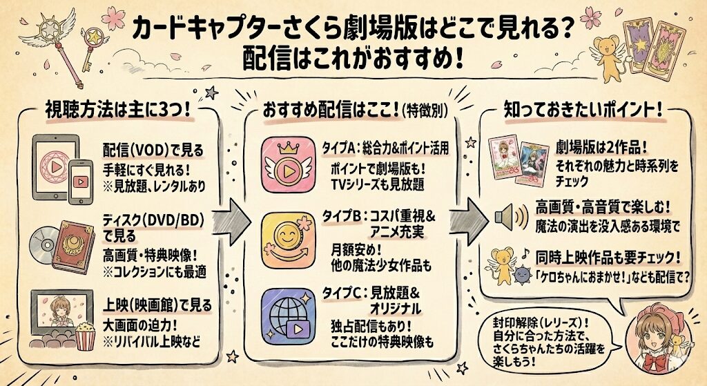 カードキャプターさくら劇場版はどこで見れる？配信はこれがおすすめ！