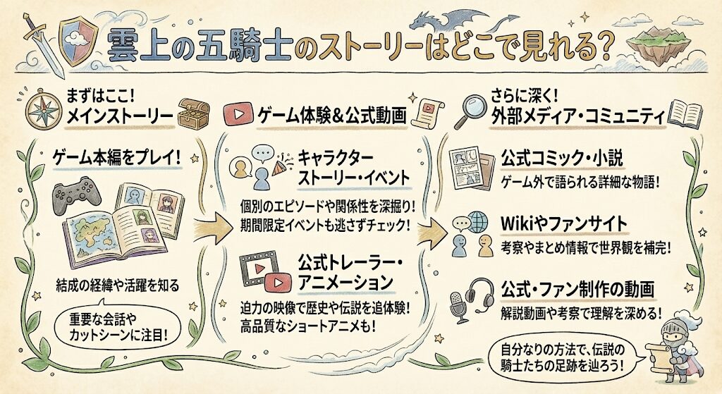 雲上の五騎士のストーリーはどこで見れる?