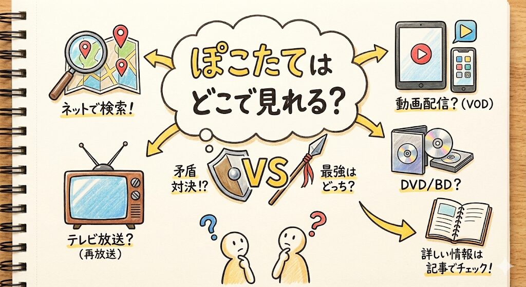 ぽこたてはどこで見れる?