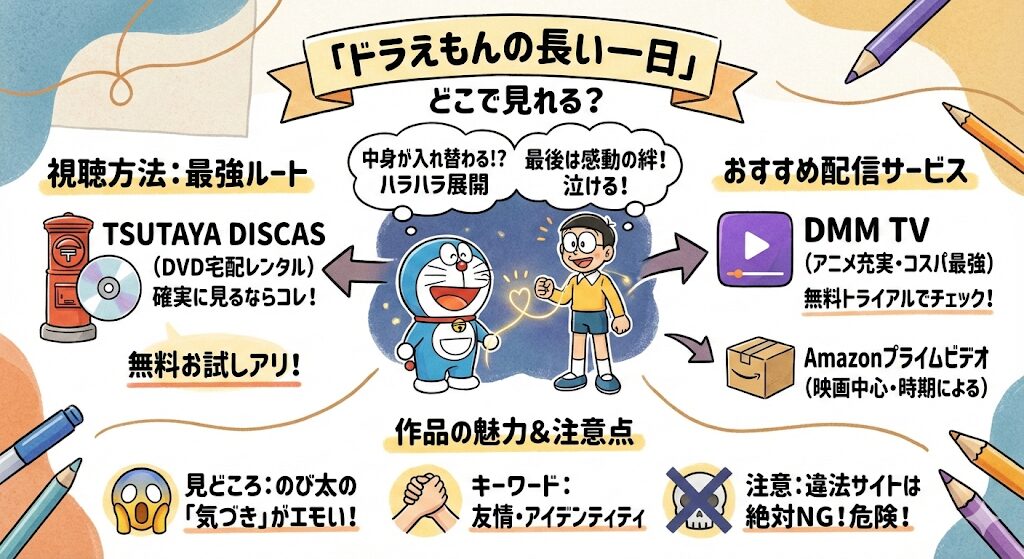 ドラえもんの長い一日はどこで見れる?配信はこれがおすすめ!