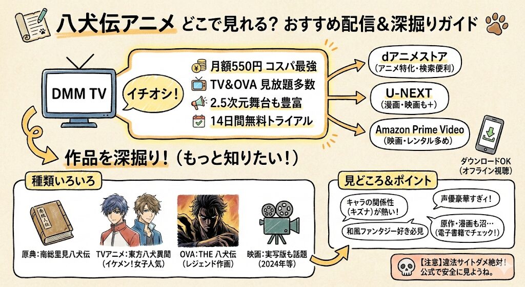 八犬伝のアニメはどこで見れる?配信はこれがおすすめ!