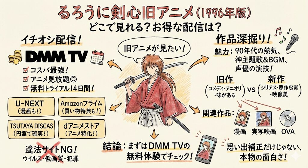 るろうに剣心旧アニメはどこで見れる?お得な配信はこれがおすすめ!