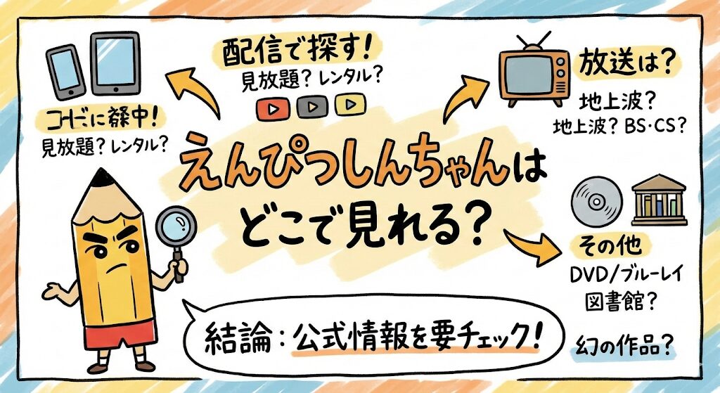 えんぴつしんちゃんはどこで見れる？