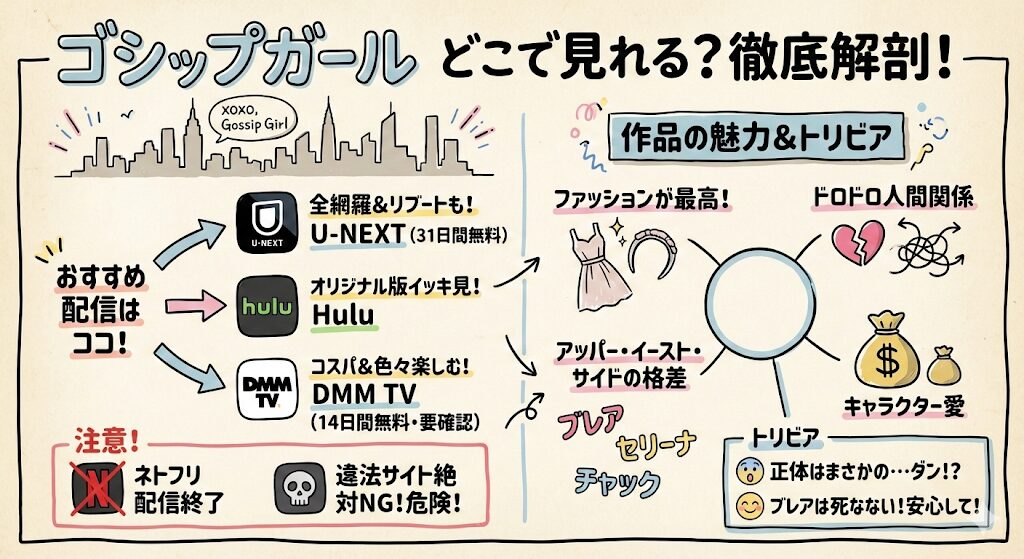 ゴシップガールはどこで見れる？お得な配信はこれがおすすめ！