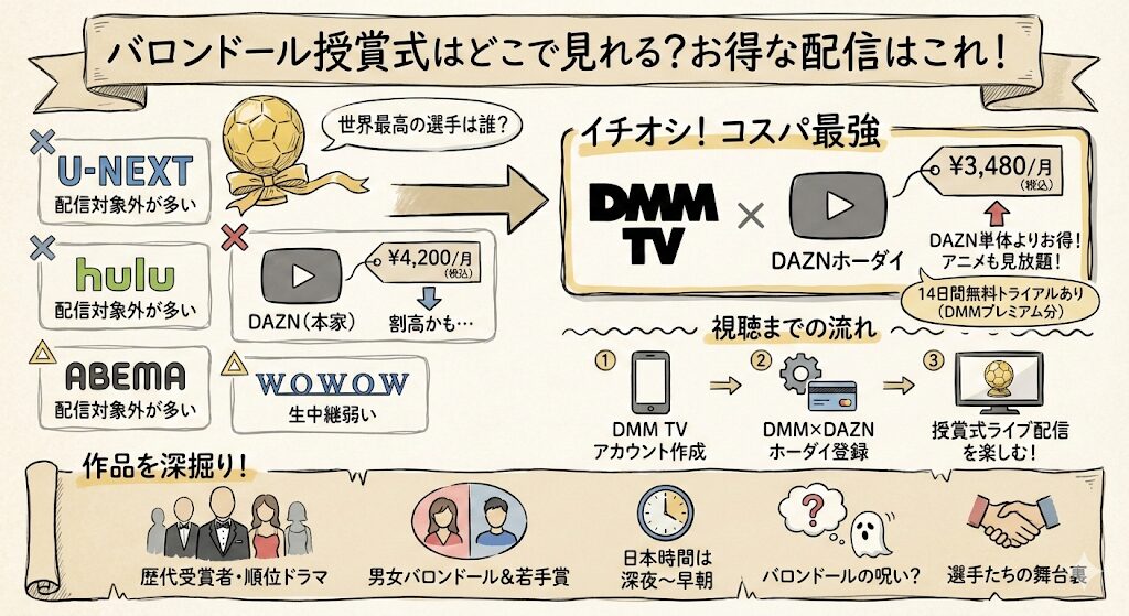 バロンドール授賞式はどこで見れる？お得な配信はこれがおすすめ！