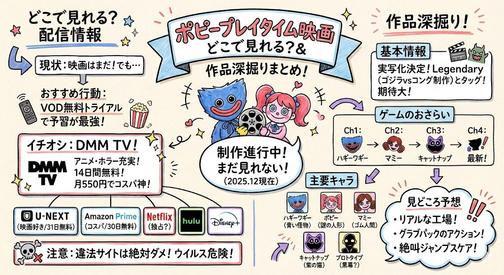 ポピープレイタイムの映画はどこで見れる?お得な配信はこれがおすすめ!