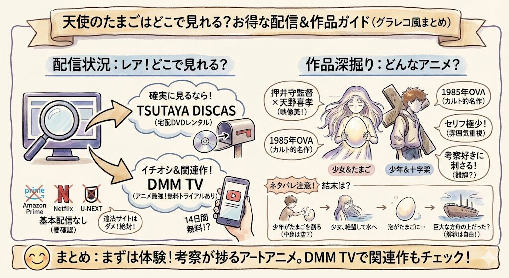 天使のたまごはどこで見れる？お得な配信はこれがおすすめ！