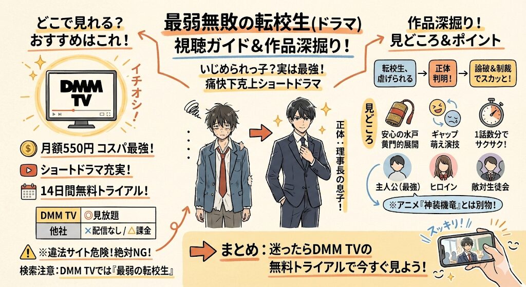 最弱無敗の転校生はどこで見れる？お得な動画配信はこれがおすすめ！