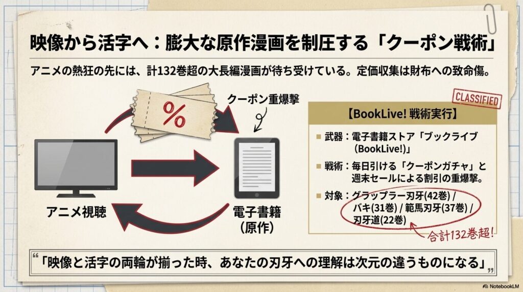 ブックライブのクーポンを利用してグラップラー刃牙の原作電子書籍漫画をお得に全巻読むためのクーポン戦術