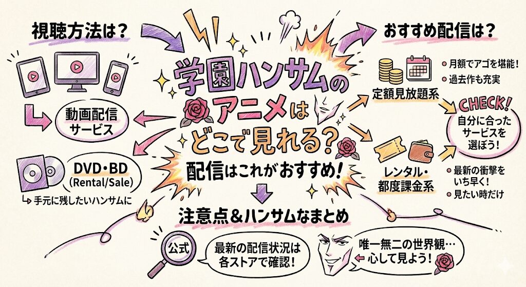 学園ハンサムのアニメはどこで見れる?配信はこれがおすすめ!