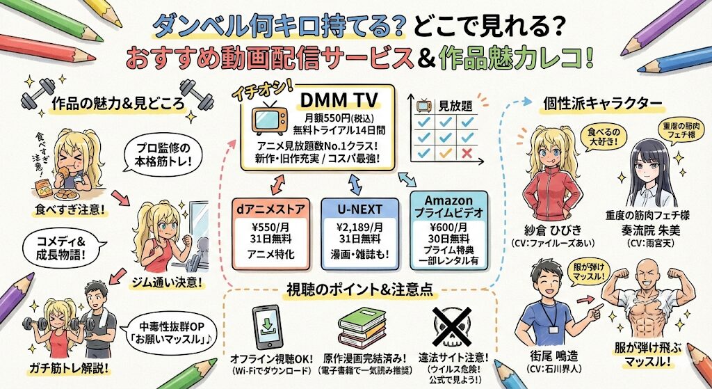 ダンベル何キロ持てる?はどこで見れる?お得な動画配信サービスはこれがおすすめ!