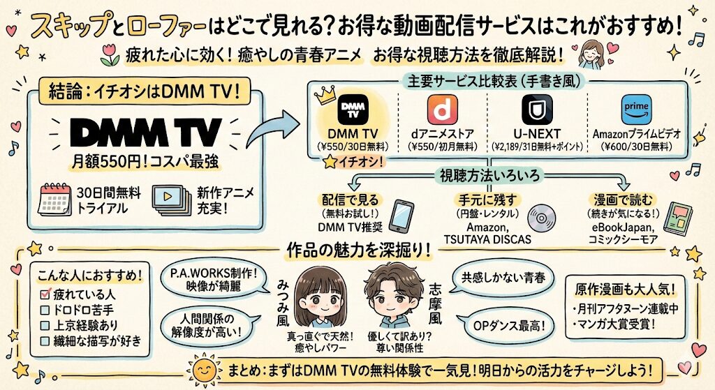 スキップとローファーはどこで見れる？お得な動画配信サービスはこれ！