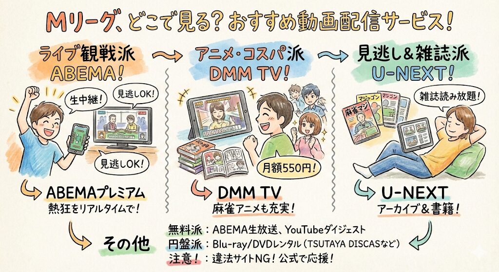 Mリーグはどこで見れる?お得な動画配信サービスはこれがおすすめ!