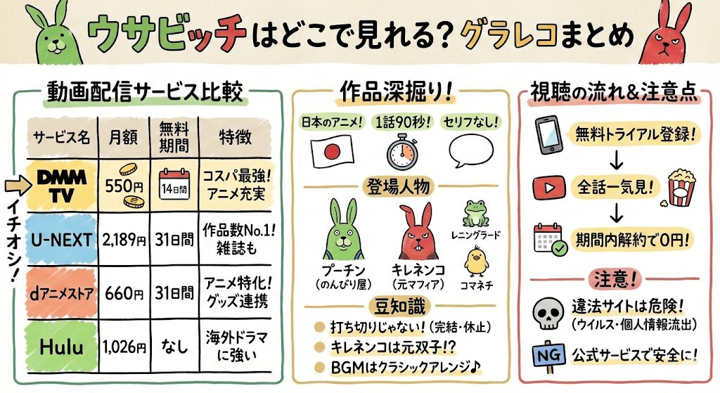 ウサビッチはどこで見れる?お得な動画配信サービスはこれがおすすめ!