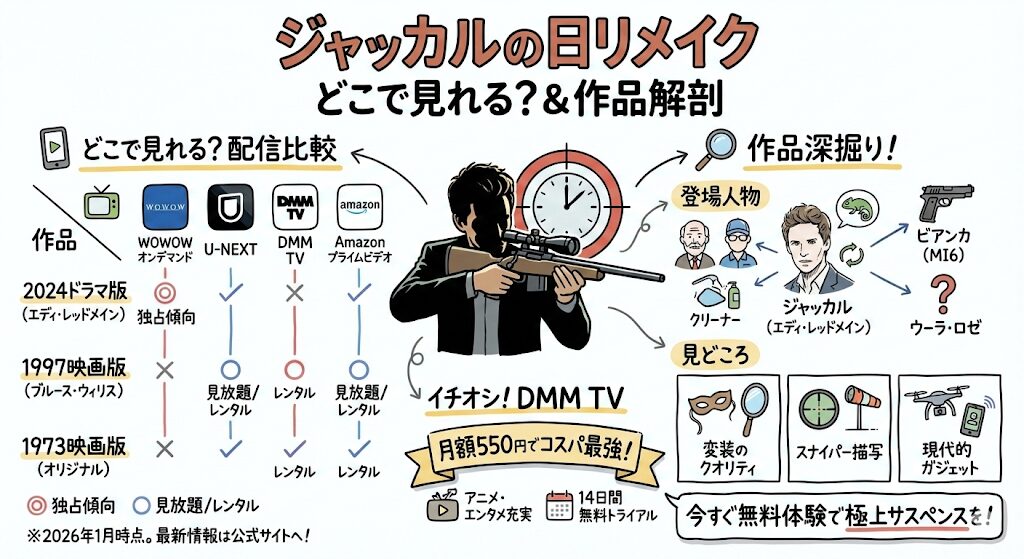 ジャッカルの日リメイクはどこで見れる？お得な動画配信サービスはこれ！