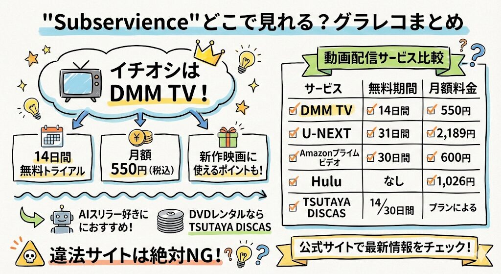 Subservienceはどこで見れる？お得な動画配信サービスはこれがおすすめ！