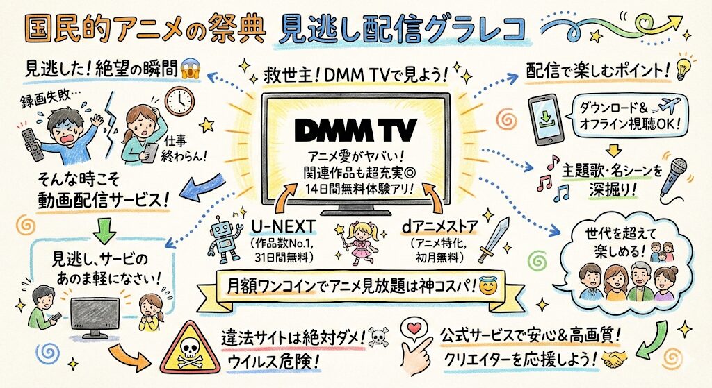 国民的アニメの祭典の見逃し配信はどこで見れる？お得な動画配信はこれ！