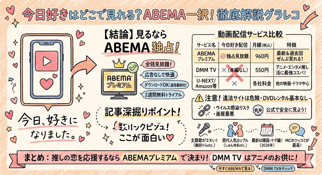 今日好きはどこで見れる?お得な動画配信サービスはこれがおすすめ!