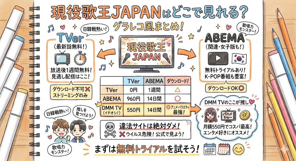 現役歌王JAPANはどこで見れる?お得な動画配信サービスはこれがおすすめ!