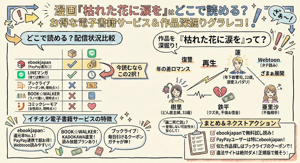 枯れた花に涙をはどこで読める？お得な電子書籍サービスはこれがおすすめ！