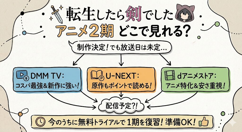 転生したら剣でしたアニメ2期はどこで見れる?お得な動画配信はこれ!
