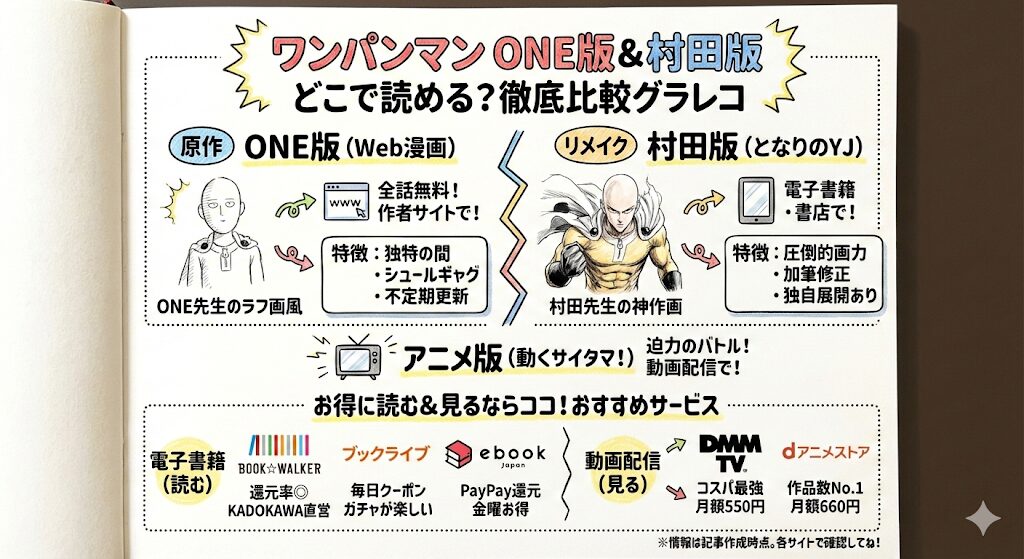 ワンパンマンONE版はどこで読める?お得な電子書籍サービスはこれ!