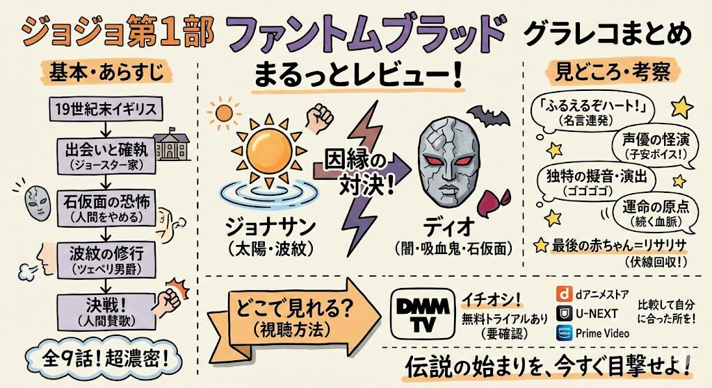 ジョジョ一部のあらすじ感想ネタバレ考察まるっとレビュー！