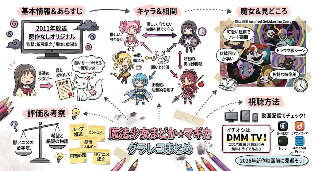 魔法少女まどかマギカのあらすじネタバレ感想考察まるっとレビュー!