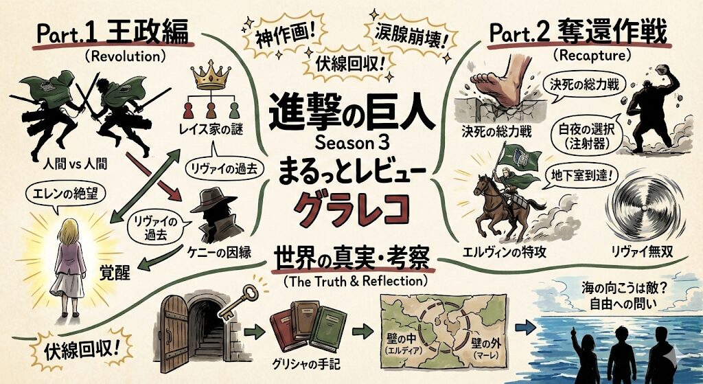 進撃の巨人シーズン3のあらすじ感想ネタバレ考察まるっとレビュー！
