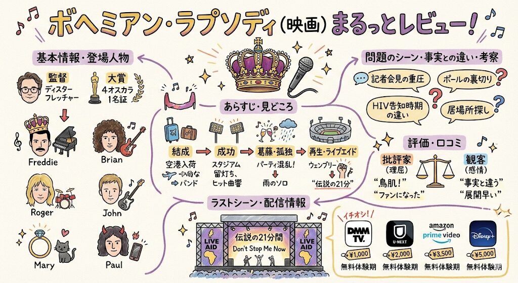 ボヘミアン・ラプソディ（映画）のあらすじ感想ネタバレ考察まるっとレビュー！