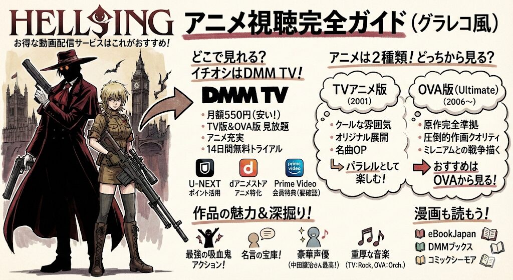 ヘルシングのアニメはどこで見れる?お得な動画配信サービスはこれ!