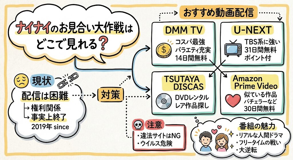 ナイナイのお見合い大作戦はどこで見れる？お得な動画配信はこれ！