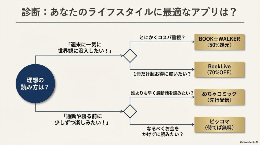 コスパや読み方で極道上司に愛されたらの最適アプリがわかる診断チャート