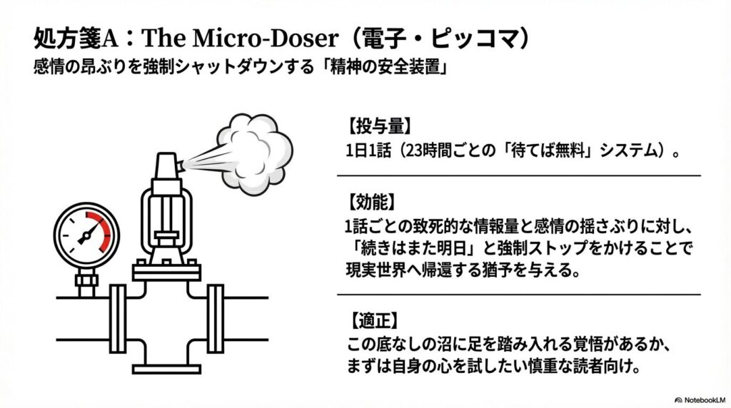 ピッコマの待てば無料システムを図解。感情の昂ぶりを強制ストップする精神の安全装置