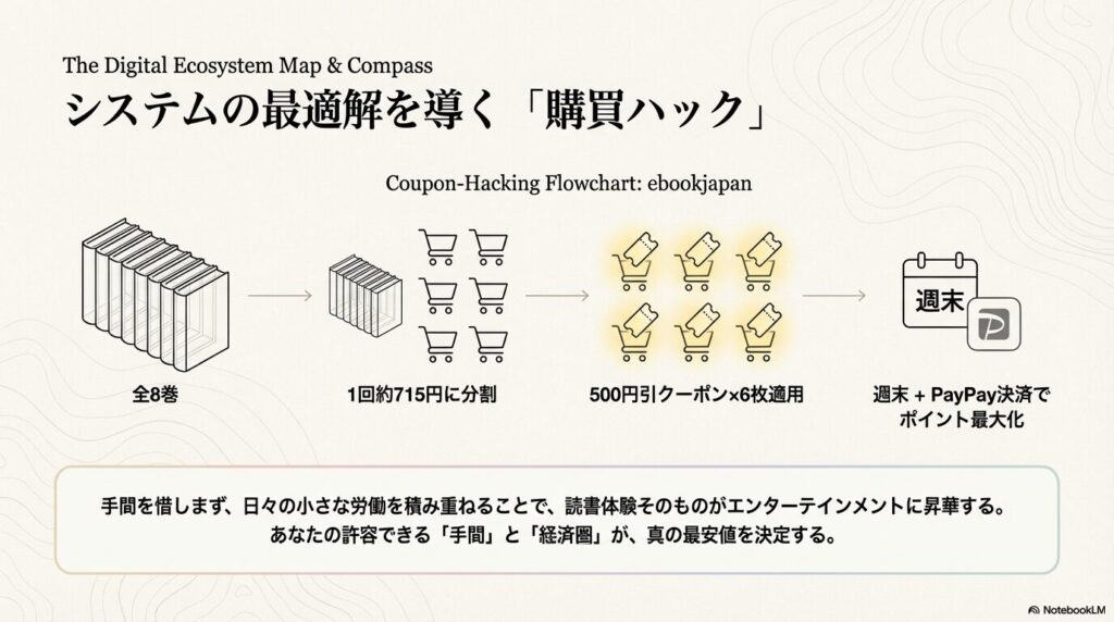 bookjapan等でちいかわ漫画全巻を安く買うための決済分割クーポンハックとフローチャート